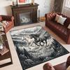 Horse Theme Crystal Velvet Floor Rug Personalized Custom Name Text Warm Carpet Home Decoration