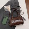 Faux Leather Solid Color Large Capacity Hobos Shoulder Bags for Women High Quality Versatile Undearm Ruched Handle Bags