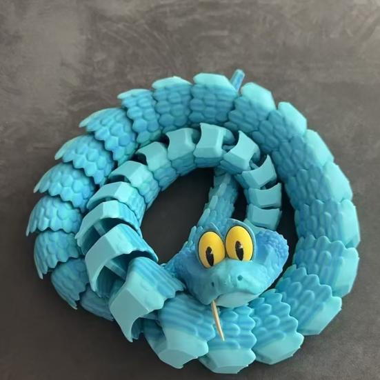 3D Printed Snake Figurine Movable Joints Snake Figure Articulated Animal Model Toy Home Office Bookshelf Desktop Decoration Ornament