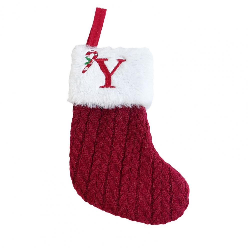 Christmas Stockings Decorative Letter Knitted Sock Hanging Decoration Easy to Hang Festive Christmas Tree Decor
