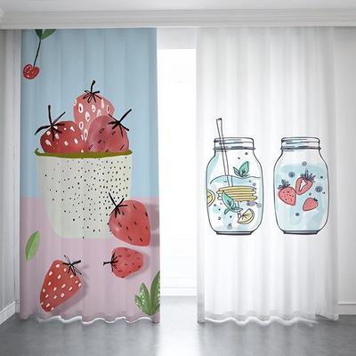 Tendenza tenda nordica semplice cartone animato fragola limone frutta ins fresca cucina ristorante oscurante camera da letto bambini