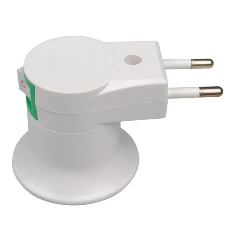 E27 EU Plug Socket Bulb Socket Adapter Converter 250V 6A White Night Light, with Power Switch Control Switch Convenient