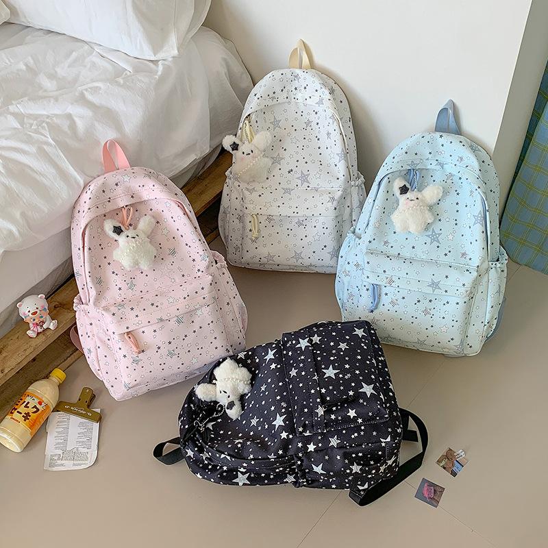 Schoolbag New College Student Backpack Women's Large Capacity Burden Reduction Student School Bag Lightweight Fashion Star Going Casual Backpack
