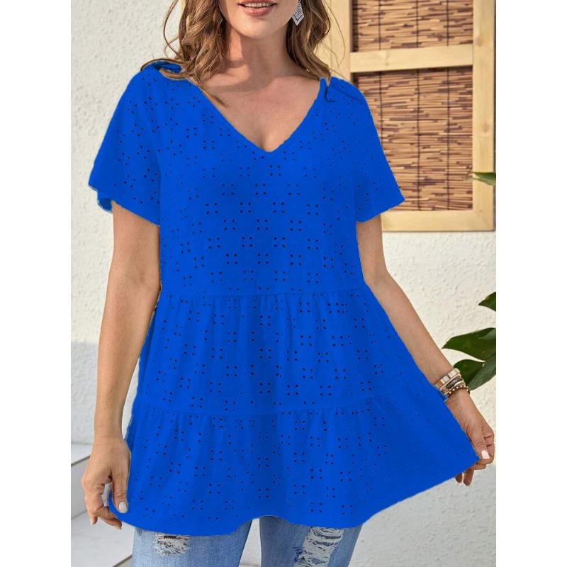 DAFIFY Dámská móda Ležérní Léto Jaro Jednobarevný potisk Halenky a košile s krátkým rukávem a výstřihem do V