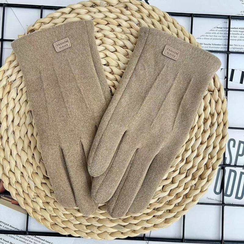 Men'S Gloves Fleece Warm German Fleece Windproof And Cold Proof Touch Screen Cycling Driving Gloves