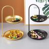 Sturdy Iron Serving Tray Stable Support Smooth Display Tray Multiple Color Dual Tier Layer Structure Storage Tray