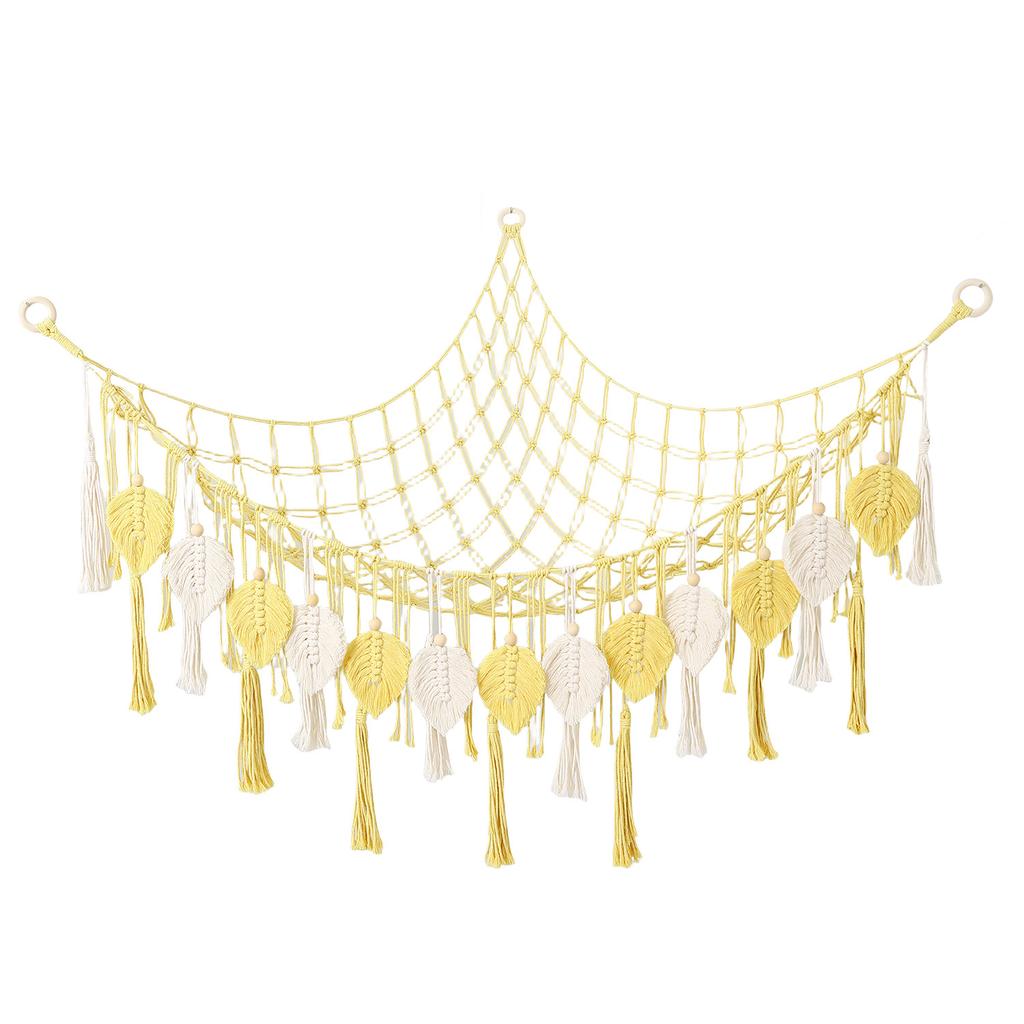 Hand Woven Cotton Rope Net Bag Kids Room Kindergarten Decor Wall Storage Hanging Net Hammock