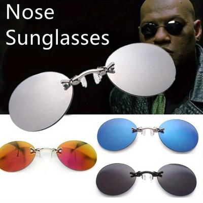 1 Stück Clip-on-Nasenbrille, runde randlose Sonnenbrille, Mini-Vintage-Herrenbrille, randlose Clip-on-Fahrbrille, Vintage-Herrenbrille