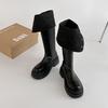 Retro style two wear folded thick-soled knight boots women's 2025 new autumn and winter fashion thick heel and thin knee boots