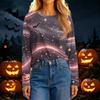 Women's Fashion Casual Long Sleeve Halloween Print Crewneck Top
