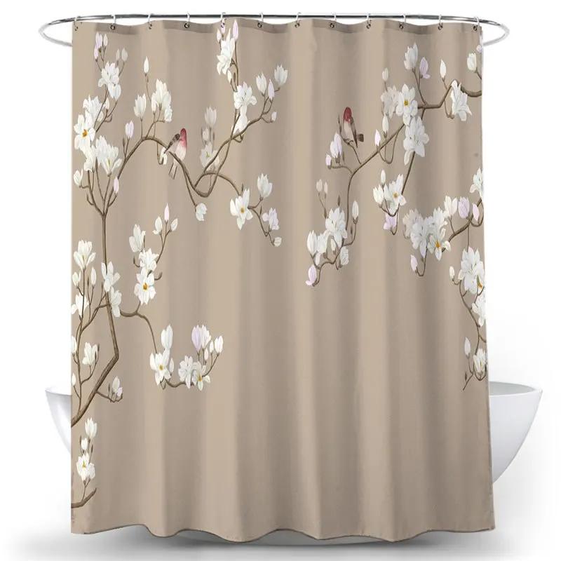 Flower And Bird Shower Curtain Waterproof Bathroom Decorative 3D Printed Fabric Decorative Shower Curtain Cortina De La Ducha