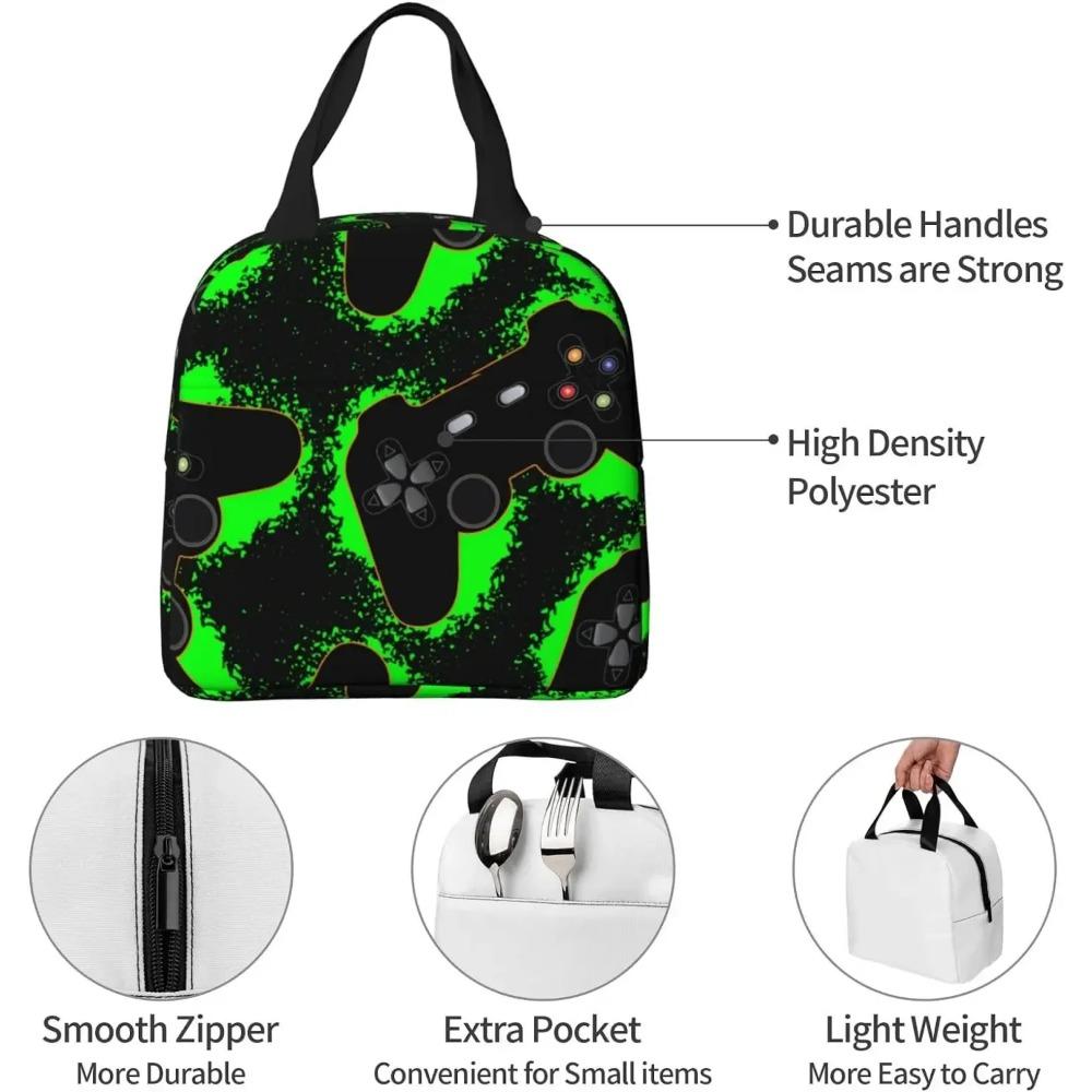 Videospelsvapen Cool Gamer Lunchväska Isolerad Matlåda för Vuxna Barn Återanvändbar Bento Bärkasse för Arbete Skola Picknick Resor