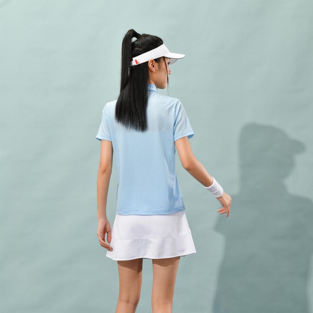 Lining Sponsorship Series Solid Color Casual Breathable Short Sleeve Polo Shirt Women Polo Shirts Ink-Blue APLS228-1