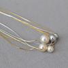 Japan and Korea Personality Simple Commuter Extremely Fine Brass Gold-plated Silk Thread Passepartout Imitation Shijia Pearl Necklace Collarbone Chain