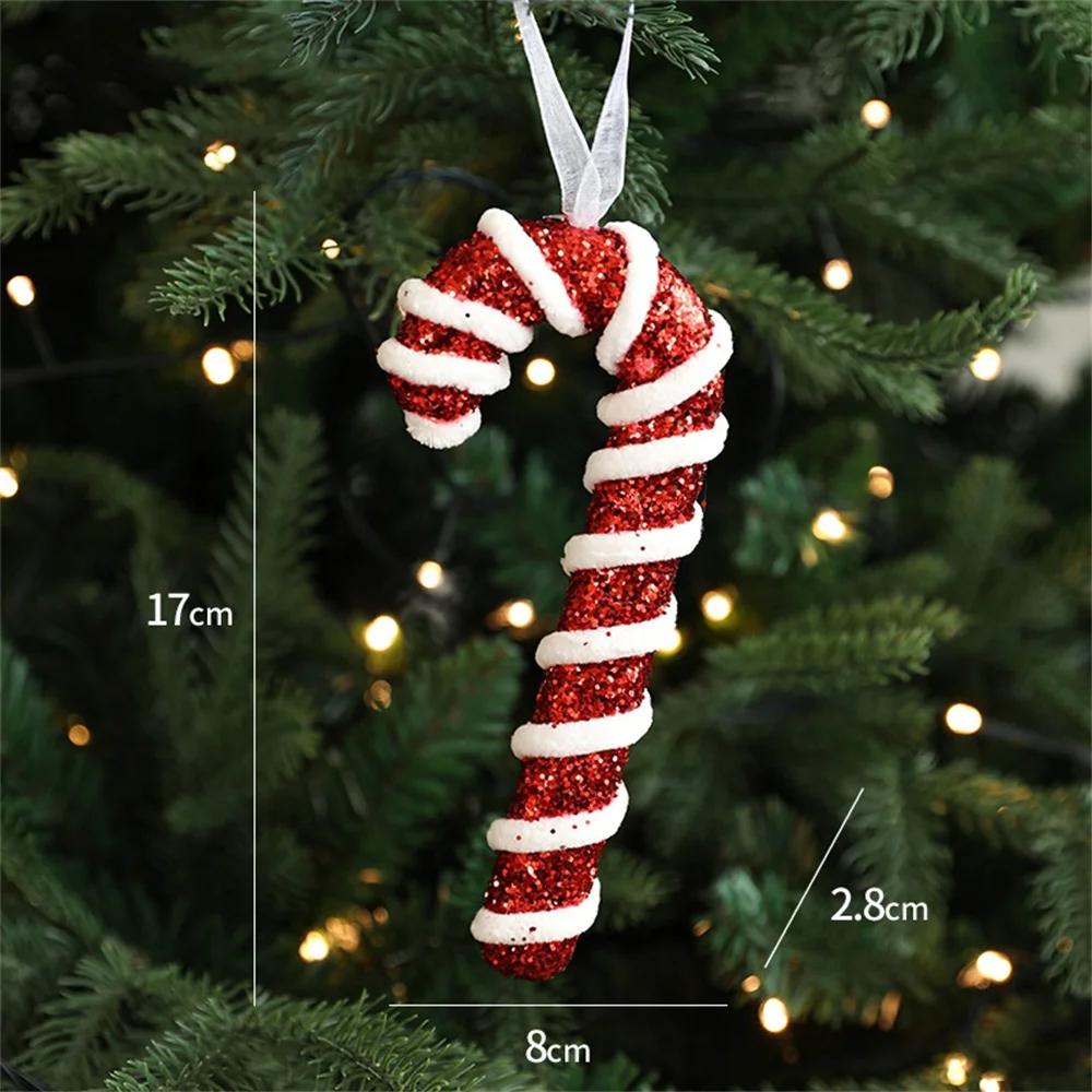 1/6Pcs Christmas Lollipop Candy Cane Pendant Xmas Tree Hanging Ball Ornaments Christmas Decorations for Home 2024 New Year Gift