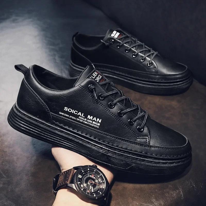 Mode Outdoor Atmungsaktive Sneaker Herren PU-Leder Business Casual Schuhe für Herren 2024 Mode Slipper Laufschuhe Tenis Feminino
