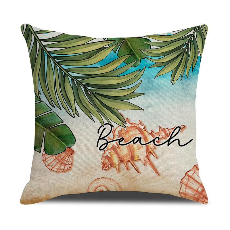

Set of 4 Summer Ocean Beach Home Outdoor Indoor Printed Linen Throw Pillow Cases 45*45cm