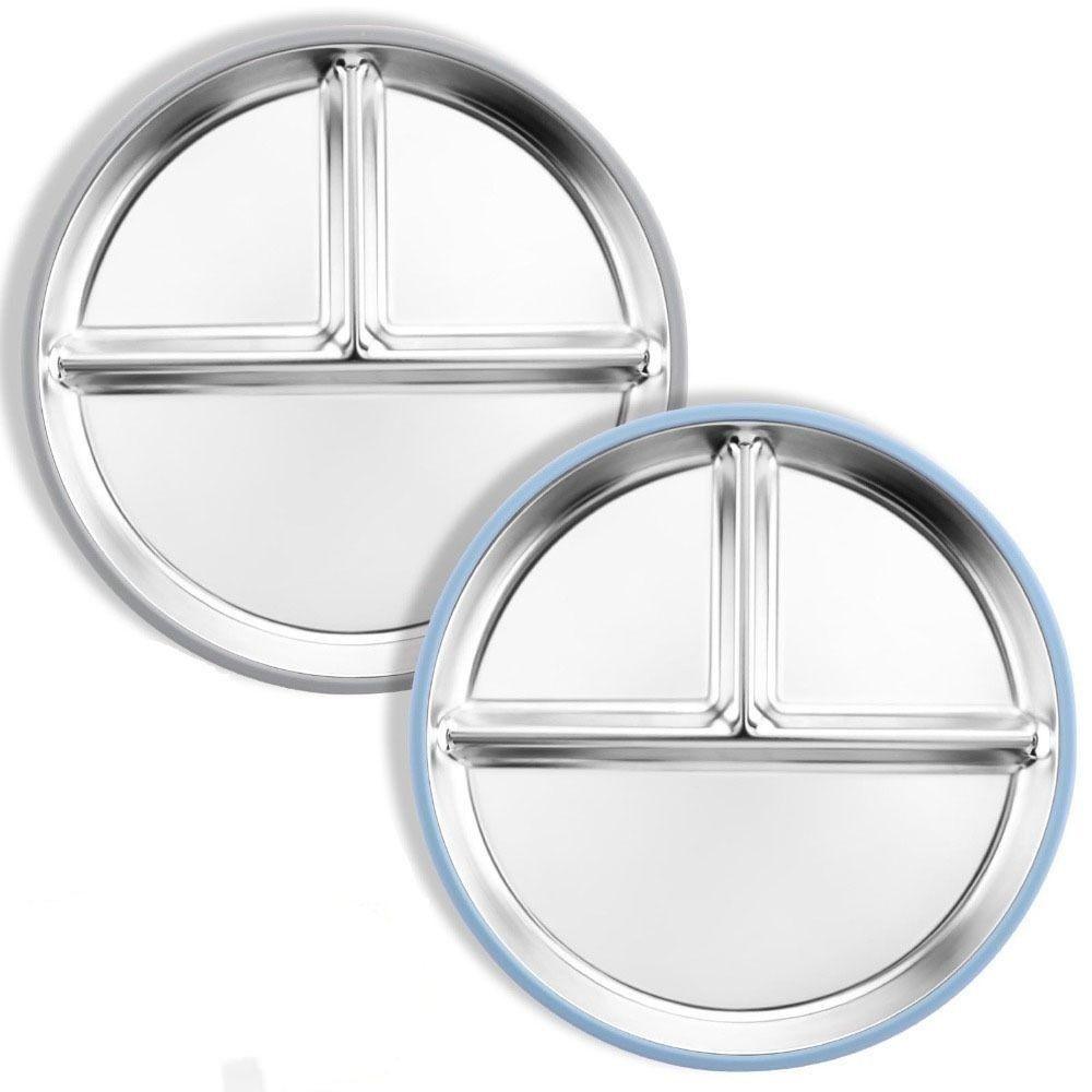 304 Edelstahl Baby Saugnapf Speiseteller Unterteiltes Design Kinder Fütterungsschüsseln für Kleinkinder