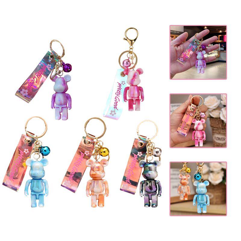 Bear Cute Gradient Acrylic Key Chain Car Pendant Bag Couple Creative Crystal