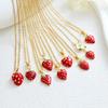 New Sweet and Cute Dripping Oil Strawberry Cherry Titanium Steel Necklace Female Simple Versatile Fruit Series Collarbone Chain