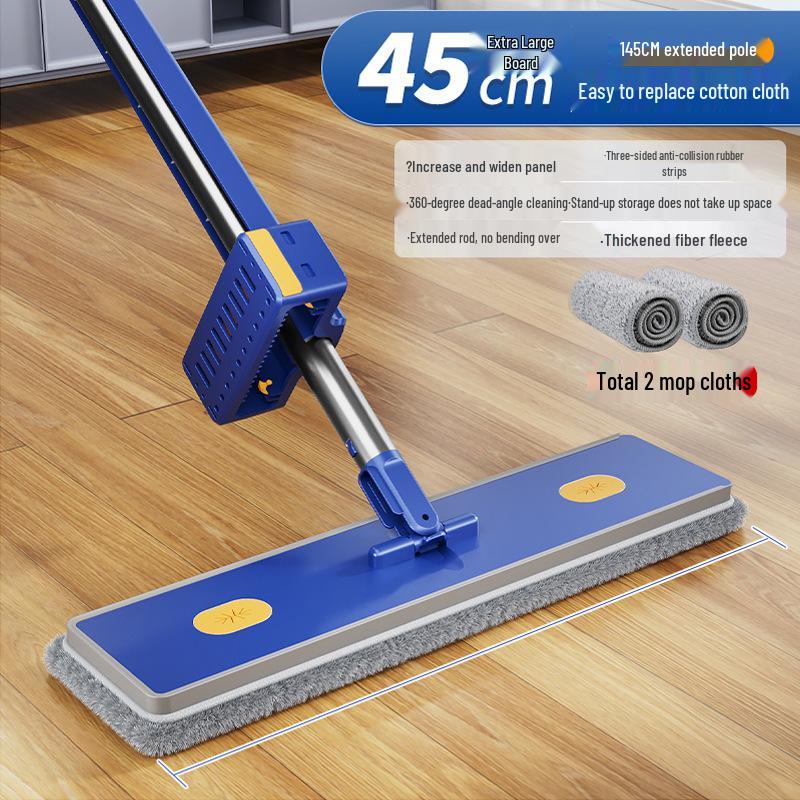 Hands-Free Flat Mop: High Absorption, One-Wipe Clean, with Easy-to-Use Mop Cloth