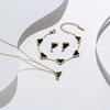 Vierblättriges Kleeblatt Schmuckset Damen Herren - Edelstahl Halskette Armband Ohrringe Mit Vakuum-Beschichtung