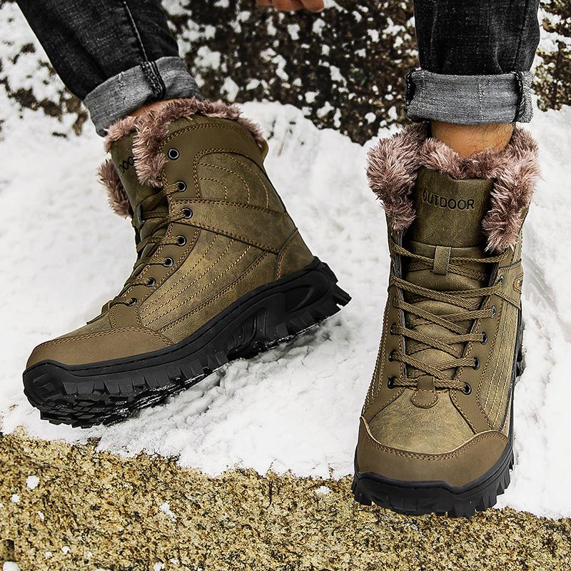 Winter Outdoor wasserdichte Herrenstiefel, russischer Stil, Stiefeletten für Herren, Schneestiefel, Übergröße 40–48