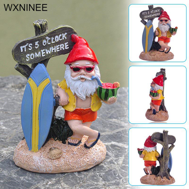 Adorable Resin Garden Gnome Statue with White Beard - Outdoor Handmade Decor