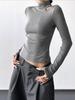 Women's Slim Fit Velvet Turtleneck Long Sleeve T-Shirt, Gray, 2025 Spring/Autumn/Winter Collection.
