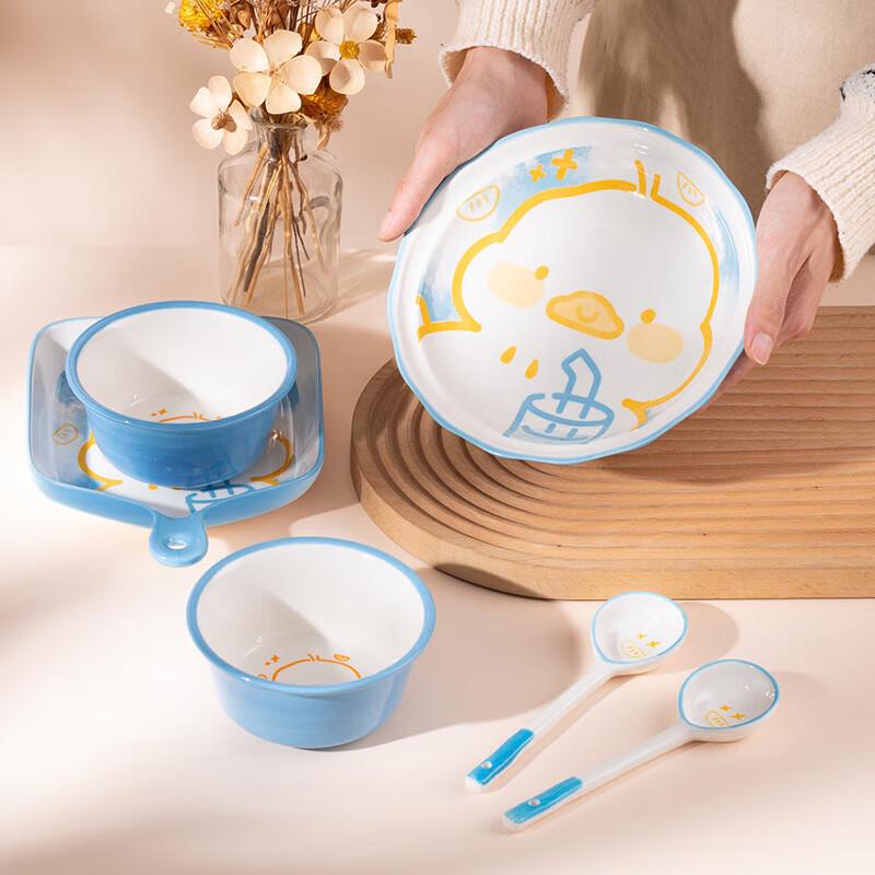 Zhishi Relaxed Duck Children s Ceramic Tableware Set