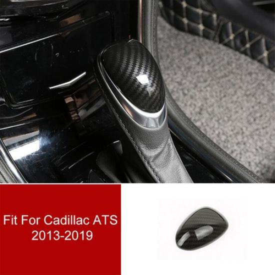 Carbon Fiber Style Console Gear Shift Knob Cover Trim For Cadillac ATS 2013-