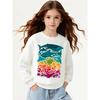 Girls Soft Crewneck SweatshirtColorful Ocean Marine Life Animal Print with Cute Creative Print, Casual All-Match for Fall Winter