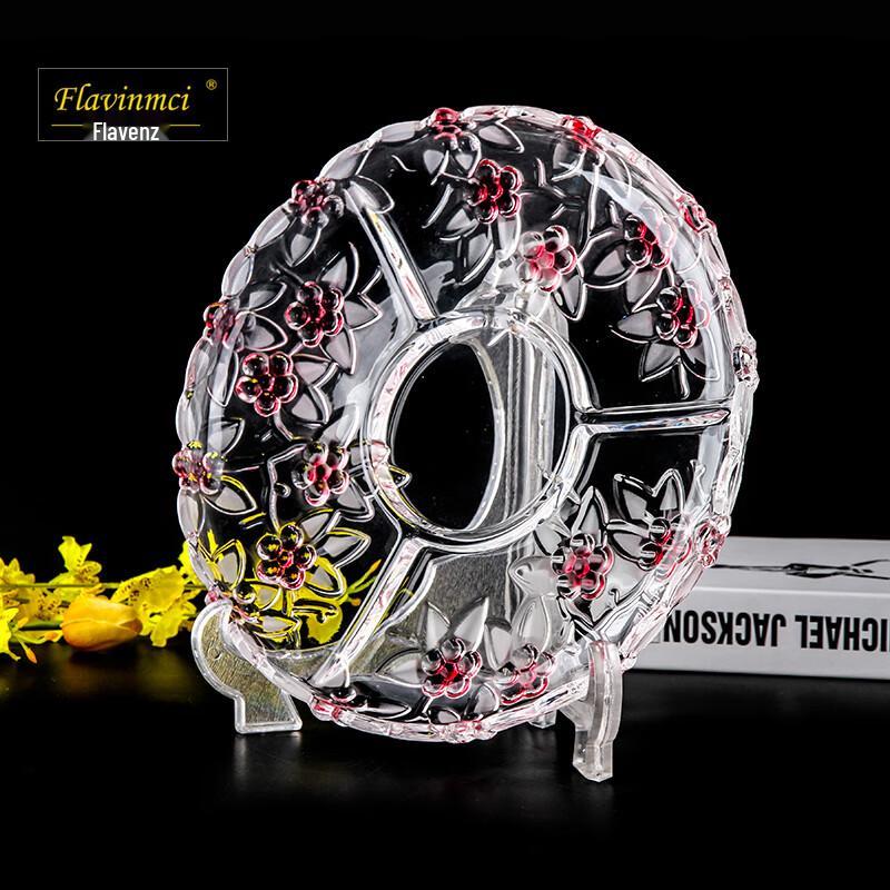 Fulaiwenzi European Style Rose Crystal Glass Fruit Plate