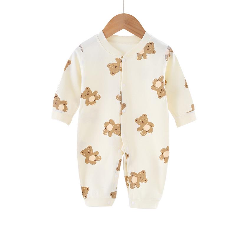 Infant & Toddler Long Sleeve Cotton Romper - Unisex Cartoon Print for Autumn/Winter