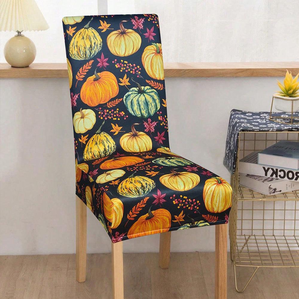 

Print Chair Cover Milk-Silk Striped Geometric Pattern Dustproof Elastic Chair Cover All-Season Universal Dining Chair Protector 1 piece