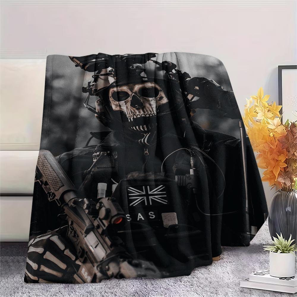 1PC GHOST Print Flannel Blanket, High quality Comfortable for All Seasons, Home Decor, Warmth and Comfort, Perfect for Christmas Gifts160