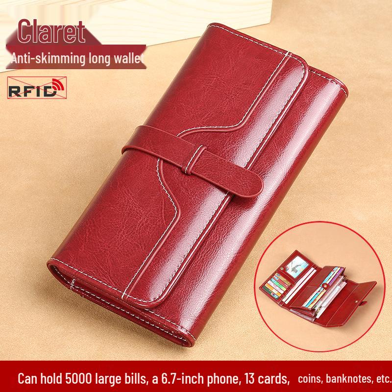 Women's Large Capacity Soft Leather Wallet with Multi-Card Holder