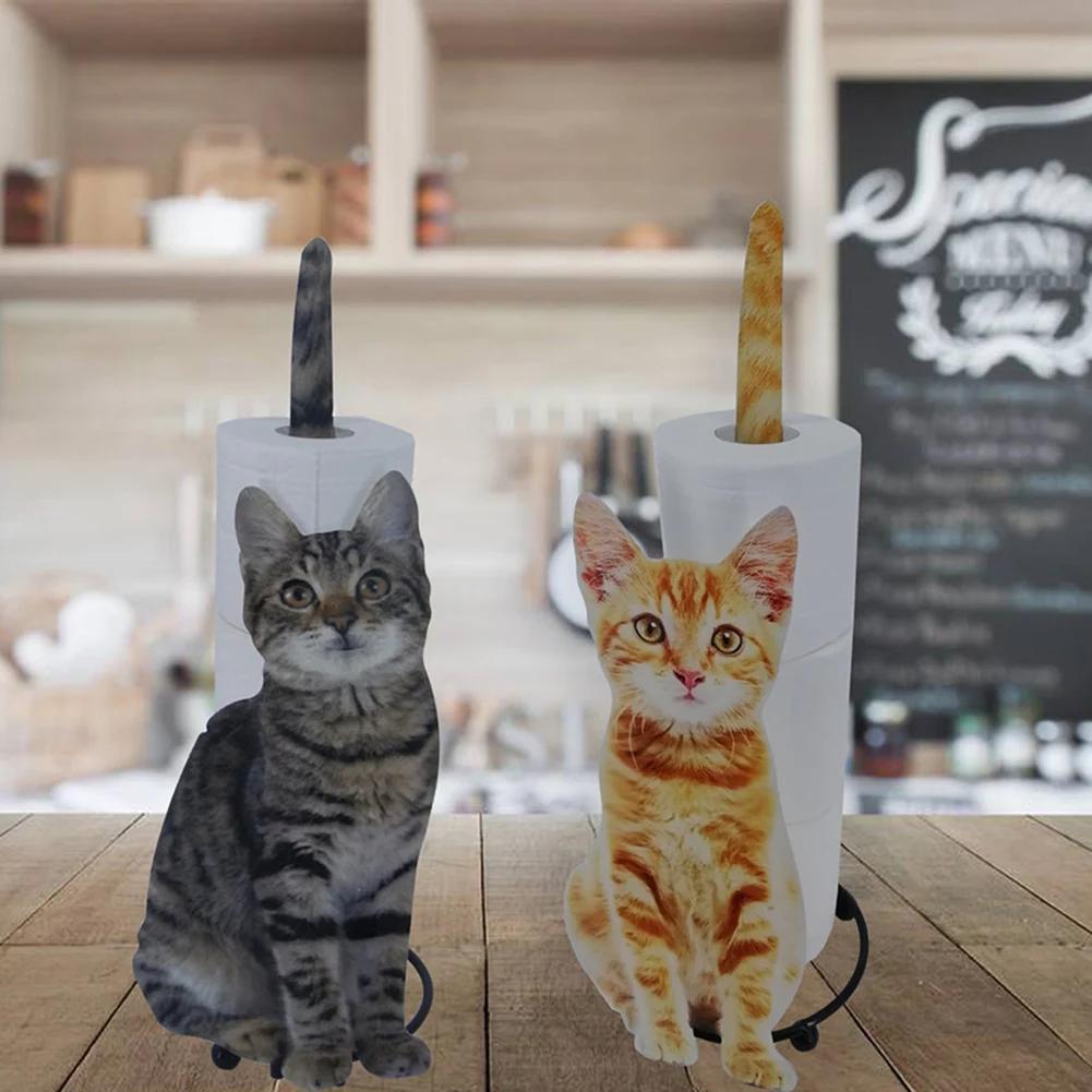 Cat Paper Holder Cat Decorative Paper Towel Holder Animal Paper Roll Holder Iron Paper Towel Stand Paper Roll Holder