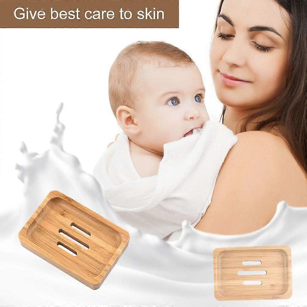 Natural bamboo soap box, original wood color, 2 pieces