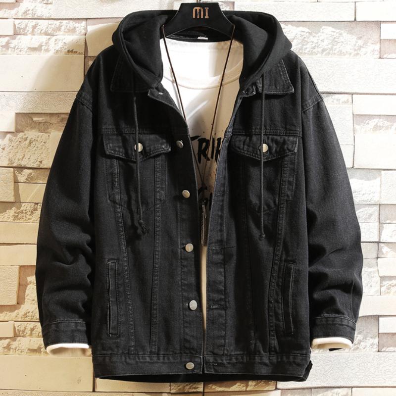 Hooded Denim Jacket Men's Hip Hop Jeans Coat Retro Jean Jacket Street Casual Bomber Jacket Outerwear Hoodies