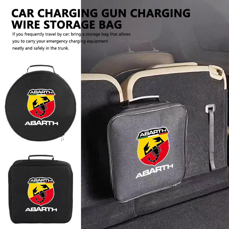 Electric Car Charger Plugs Storage Carry EV Charging Cable Bag For Abarth FIAT FR 500 Punto Ducato Palio Bravo Doblo Tipo