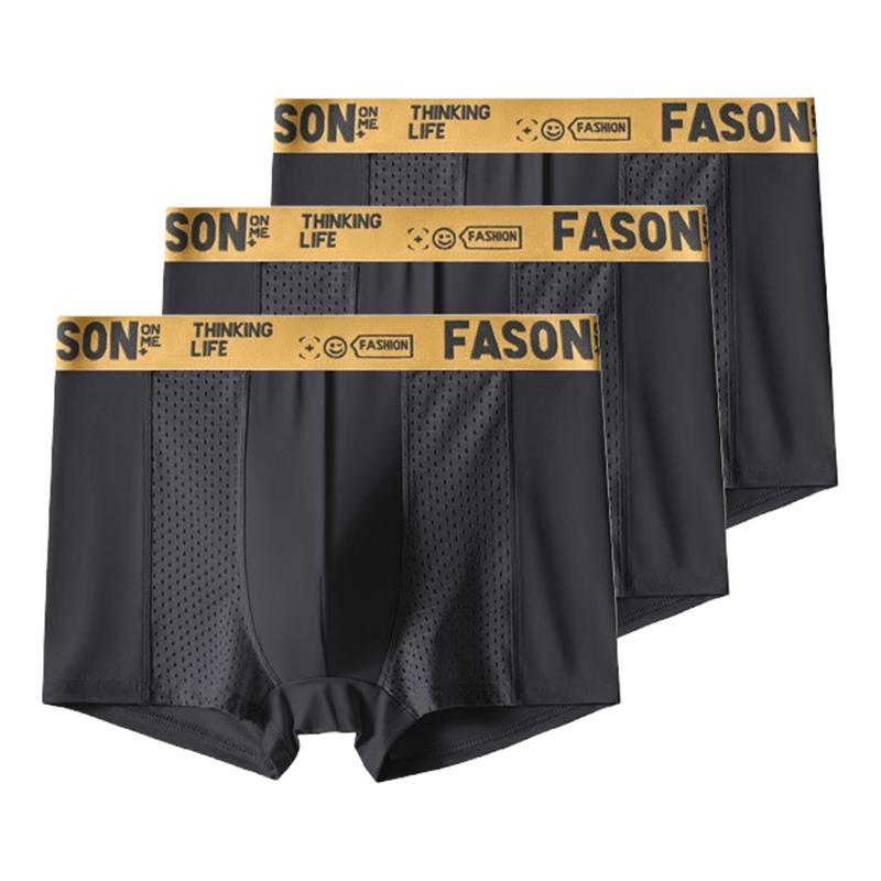 3 Pieces Men's Boxer Briefs Ice Silk Mesh Underwear Antibacterial Breathable Shorts Male Panties Underpants XL XXL 3XL 4XL