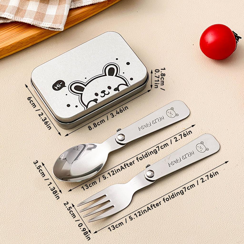3-teiliges/Set Outdoor Faltbesteck Gabel Löffel mit Box Camping Picknick Tragbar 304 Edelstahl Faltbares Geschirr Se