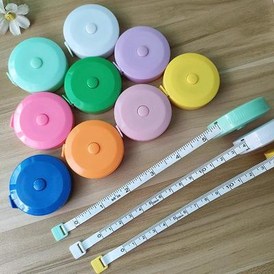Retractable 1.5M Soft Tape Measure for Clothing, Round Colored Plastic & Leather Design