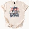 Maine Graphic T Shirt Lighthouse Lobster Boat Ocean Sunset Nature Scenic State Map Tee Maine Souvenir Shirt Gift for Travelers