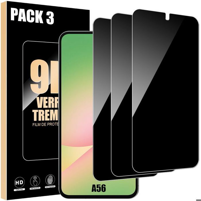 Film de protection en verre trempé - Booling - pour Samsung Galaxy A56 5G - Anti espion - Résistant aux rayures - 3 pièces
