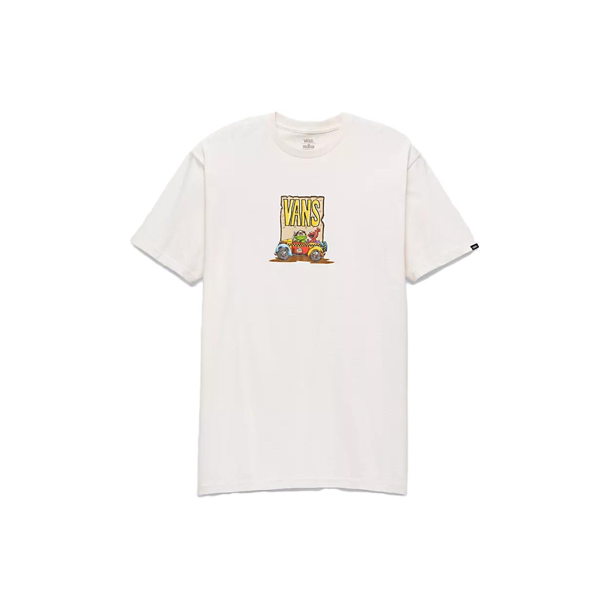 Vans X Sesame Street Collaboration SS23 Sesame Street Pattern Printed Crew Neck Short Sleeve T-Shirt Unisex Tops Antique-White VN000BPV3KS L