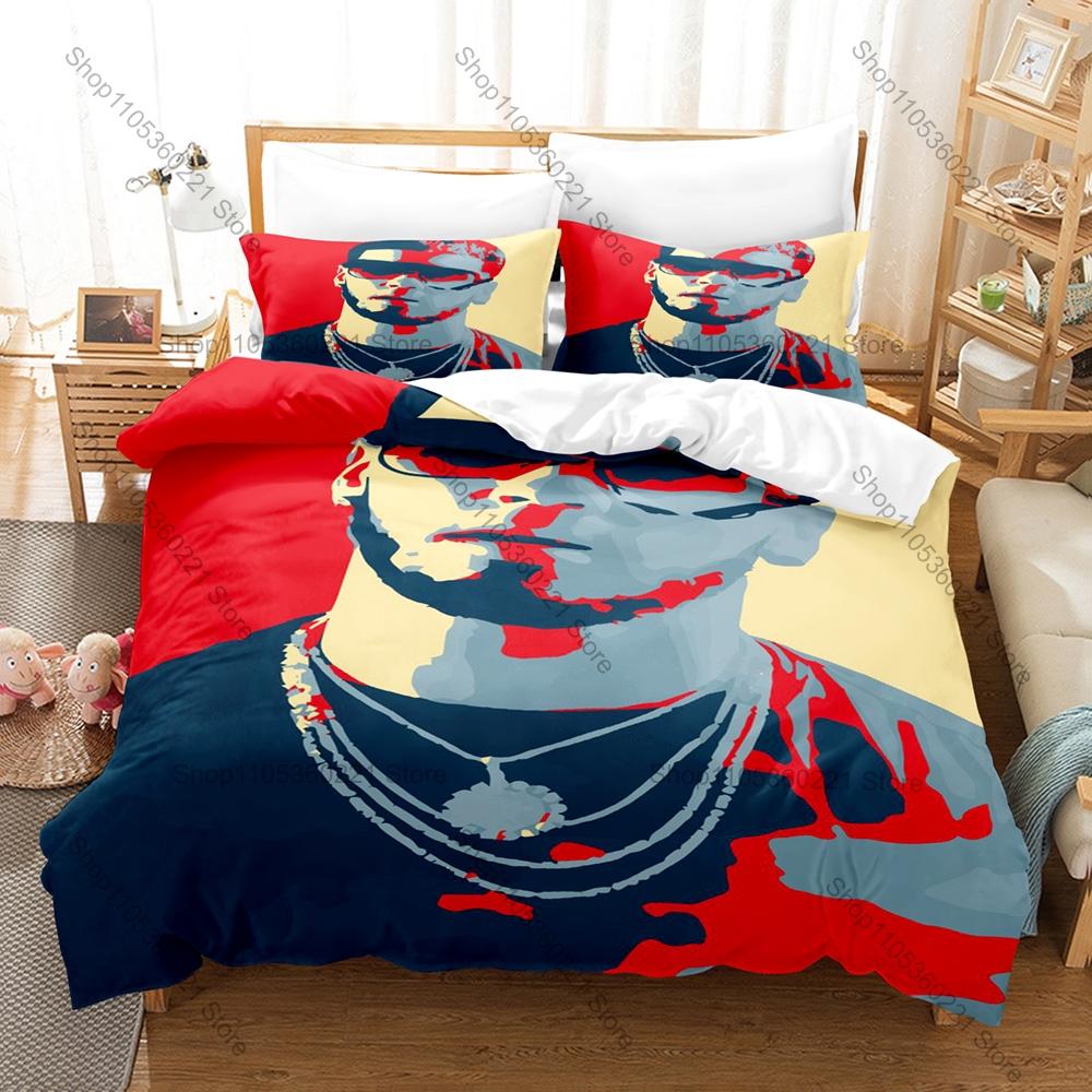 Personality Rapper Anuel AA Bedding Set New Real Hasta La Muerte Printed Brushed Microfiber Duvet Cover Pillowcase For Fans Bedr