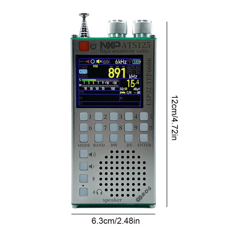 ATS125 High Sensitivity Radio LCD Color Screen RDS Data Display Radio Hand-Held Radio Receiver for Bluetooth-Compatible Speakers
