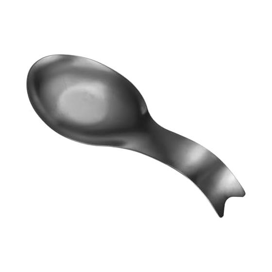 uxcell Spoon Rest, 10.6 x 3.7 Inch Heat Resistant Stainless Steel Spoon Holder Kitchen Cookware Stand for Stovetop, Black